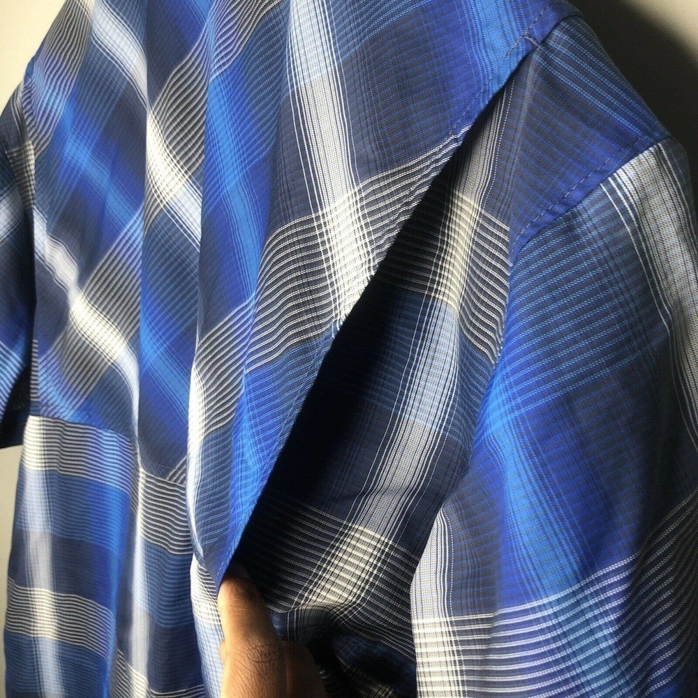Columbia Omni Men's Blue Short Sleeve Button Down Vented Hiking Shirt Sz Large - Picture 7 of 8